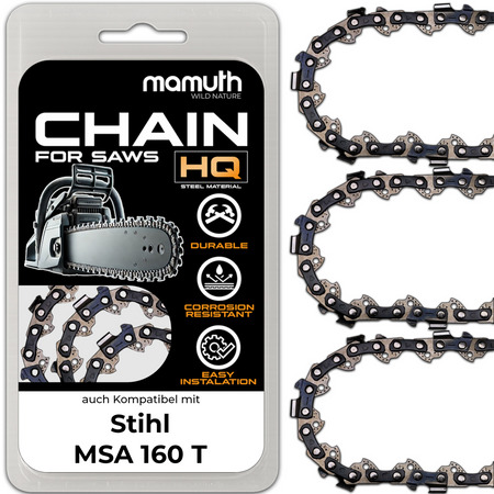 3x Sägekette Kettensäge 25cm 1,3mm 1/4" 60 TG für Stihl MSA 160 T