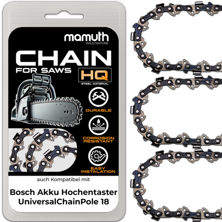3x Sägekette 20cm 1,1mm 3/8" 33TG für Bosch Hochentaster UniversalChainPole 18