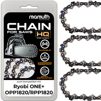 3x Sägekette Kettensäge 20cm 1,1mm 3/8" 33TG für Ryobi ONE+ OPP 1820 / RPP 1820