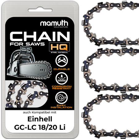 3x Sägekette Kettensäge 20cm 1,1mm 3/8" 33TG für Einhell GC-LC 18/20 Li